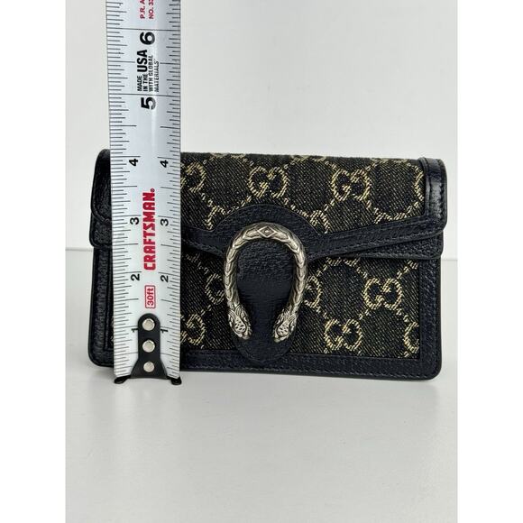 Gucci Dionysus Super Mini Shoulder Bag in Black Denim with Leather Trim E-1 - Picture 16 of 16